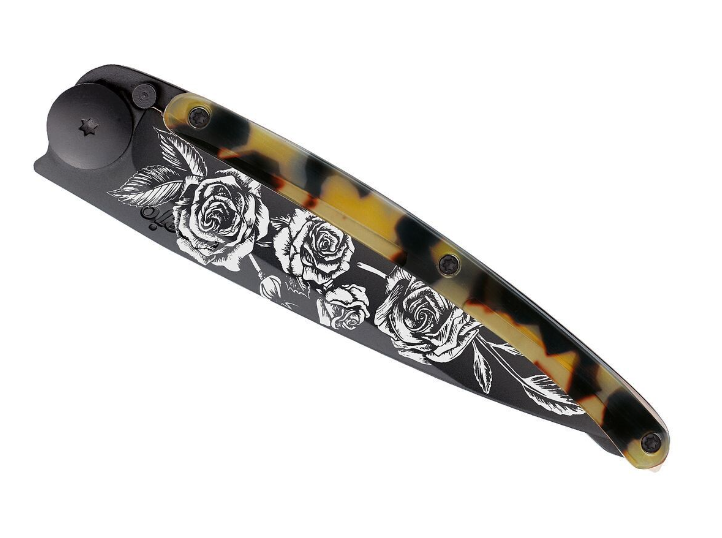 NAVALHA DEEJO, 37GR, ROSES, BLACK, DARK TARTARUGA - Image 3