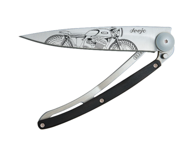 NAVALHA DEEJO, 37GR, CAFÉ RACER, TITANIUM, MADEIRA ÉBANO