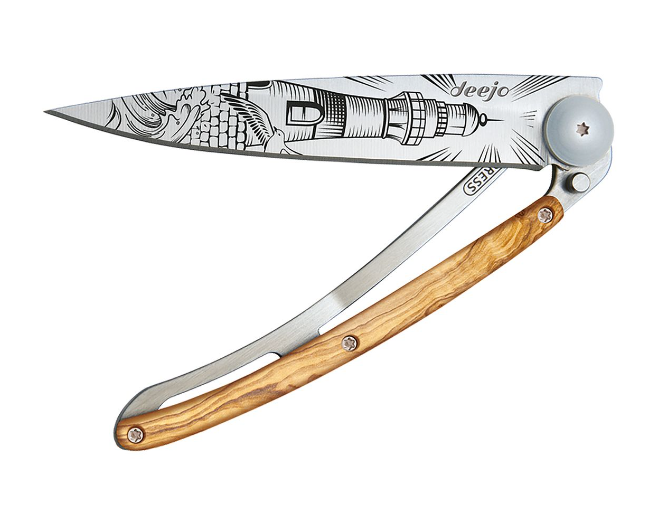 NAVALHA DEEJO, 37GR, LIGHTHOUSE, TITANIUM, MADEIRA OLIVEIRA