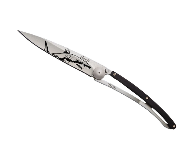 NAVALHA DEEJO, 37GR, SHARK, TITANIUM, MADEIRA ÉBANO