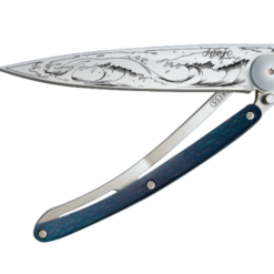 NAVALHA DEEJO, 37GR, WAVE, TITANIUM, MADEIRA AZUL