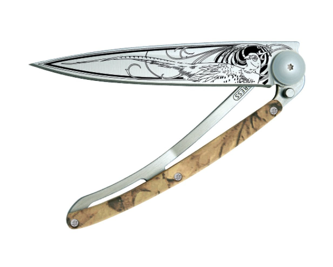NAVALHA DEEJO, 37GR, PHEASANT, TITANIUM, MADEIRA CAMO